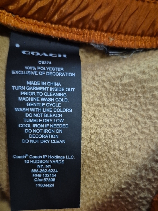 Vintage Coach Tan Orange Fleece Joggers - Picture 3 of 5